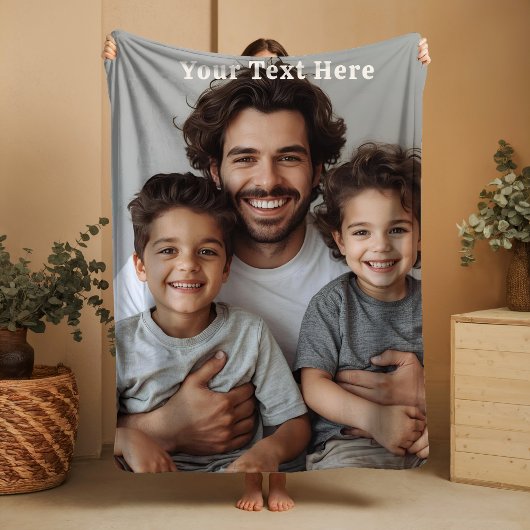 Vatertag Fleece-Decke Benutzerfoto Text Geschenke Fleecedecke