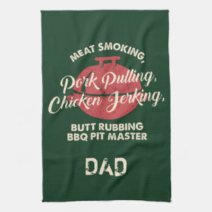 Vatertag Fleisch Räuchern BBQ Pit Master Papa Cust Geschirrtuch