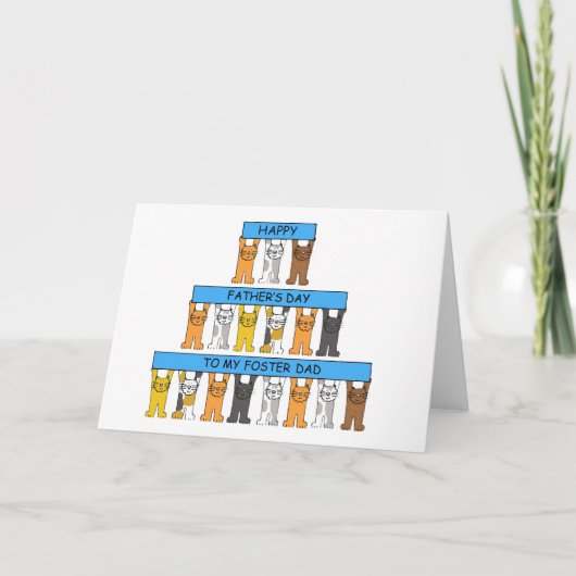 Vatertag Foster Vater Cartoon Katzen Karte (Vorderseite)
