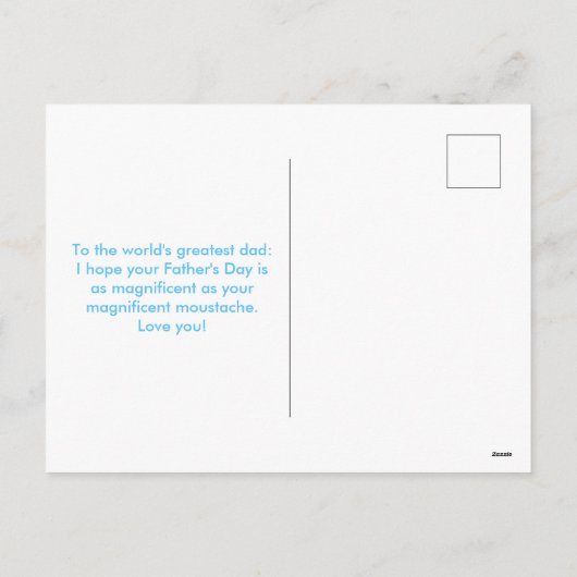 Vatertag Funny Mustache Feiertagspostkarte (Rückseite)