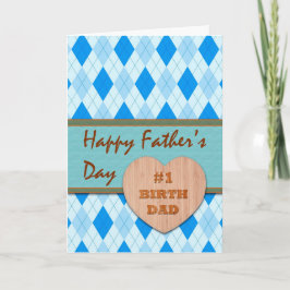 Vatertag für den Vater der Geburt, Holzherz, Raute Karte