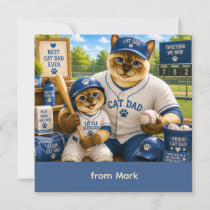 Vatertag für Katzenpapa Baseball-Liebhaber Karte