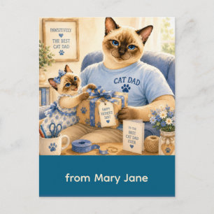 Vatertag für Katzenpapa Katzenliebhaber Postkarte