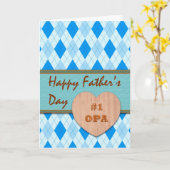 Vatertag für Opa, Holzherz, Raute Karte (Gelbe Blume)