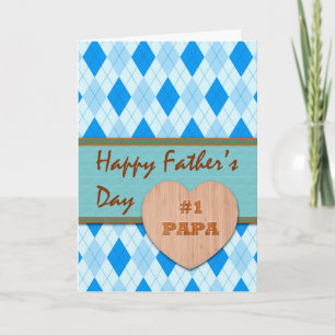 Vatertag für Papa, Holzherz, Raute-Design Karte
