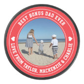 Vatertag für Stepdad Bonus Vater Personalisiert Eishockey Puck (Vorderseite)