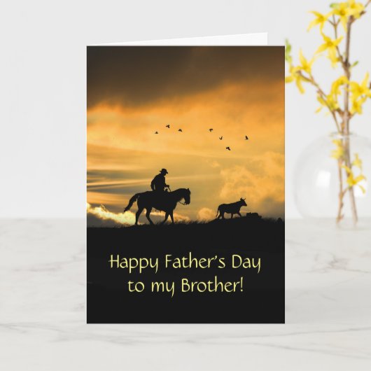 Vatertag für Western Cowboy-Bruder Karte (Gelbe Blume)