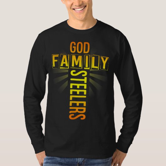 Vatertag Gabe Gott Familie Steeler T-Shirt (Vorderseite)
