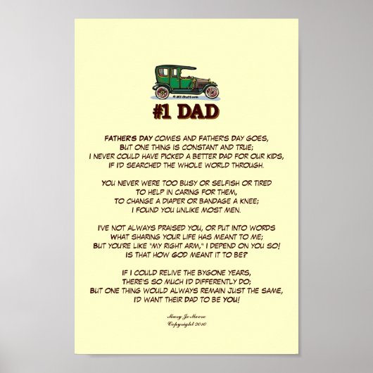 Vatertag Gedicht aus der Ehefrau Poster (Vorne)