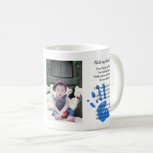 Vatertag Gedicht halten meine Hand Handprint Vater Kaffeetasse (VorderseiteRechts)