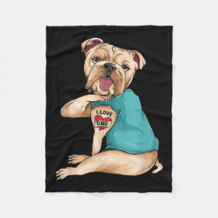 Vatertag Geschenke Dog English Bulldog I Liebe Vat Fleecedecke