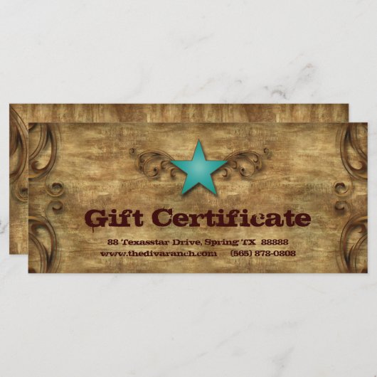 Vatertag Geschenkgutschein-Karte Texas Star (Vorne/Hinten)