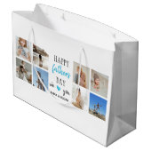 Vatertag-Geschenktasche | Personalisierte Fotos Große Geschenktüte (Rückseite Schrägansicht)