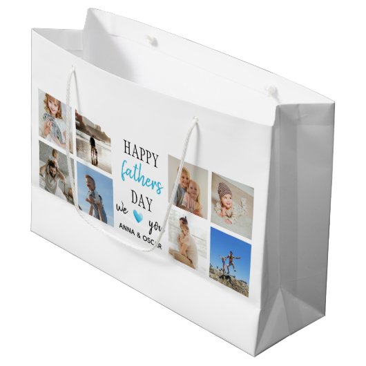 Vatertag-Geschenktasche | Personalisierte Fotos Große Geschenktüte (Vorderseite Schrägansicht)