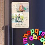 Vatertag Glück, Sie Vater 2 Foto zu haben Magnet<br><div class="desc">Moderner Vatertag Magnet, personalisiert mit 2 Ihrer Lieblings-Fotos, die geformt und gerahmt mit geschmeidigen Klammern. Das Design lautet "Wir haben so viel Glück, dass Sie .. GLÜCKLICHER VATER'S DAY to the best dad in the world" in mageren Schriftart Typografie und handgeschriebene Skripte. Der Magnet ist für Sie entwickelt, um ein...</div>