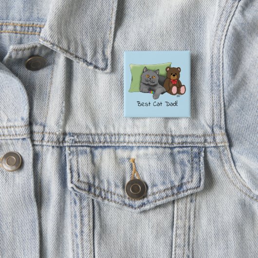 Vatertag Graue Katze Button (Beispiel)