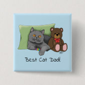 Vatertag Graue Katze Button (Vorderseite)