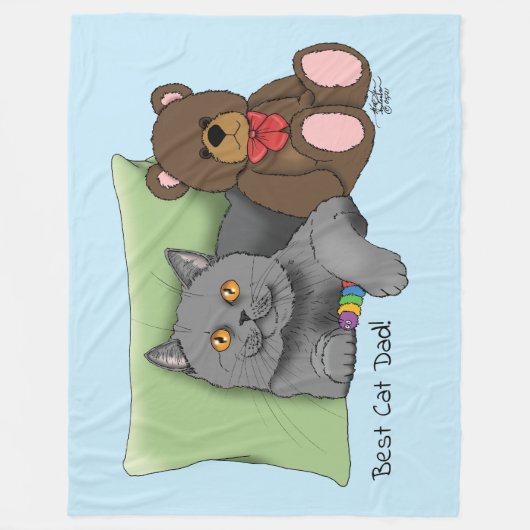 Vatertag Graue Katze Fleecedecke (Vorderseite)