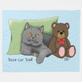 Vatertag Graue Katze Fleecedecke (Vorderseite (Horizontal))