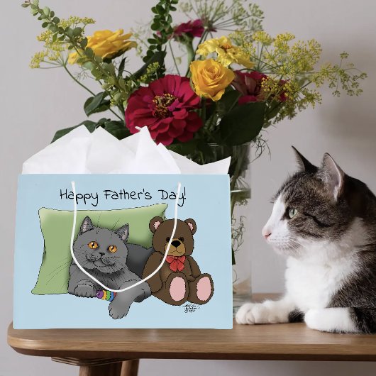 Vatertag Graue Katze Große Geschenktüte