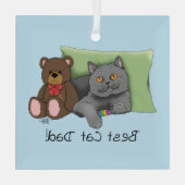 Vatertag Graue Katze Ornament Aus Glas (Rückseite)