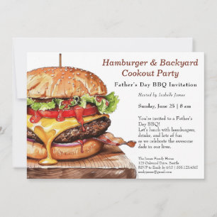 Vatertag GRILLEN Einladung - Juicy Hamburger Cook