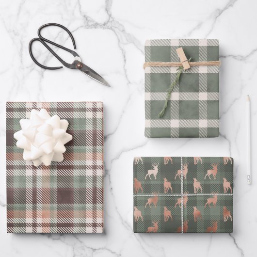 Vatertag Grün Kariert Buck Geschenkpapier Set (Vorderseite)