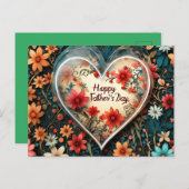 Vatertag Grußkarte mit Blumenherz. Postkarte (Vorne/Hinten)