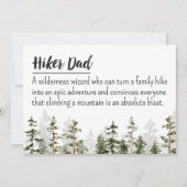 Vatertag Hiker Vater bearbeitbare Definition Quote Karte (Vorderseite)