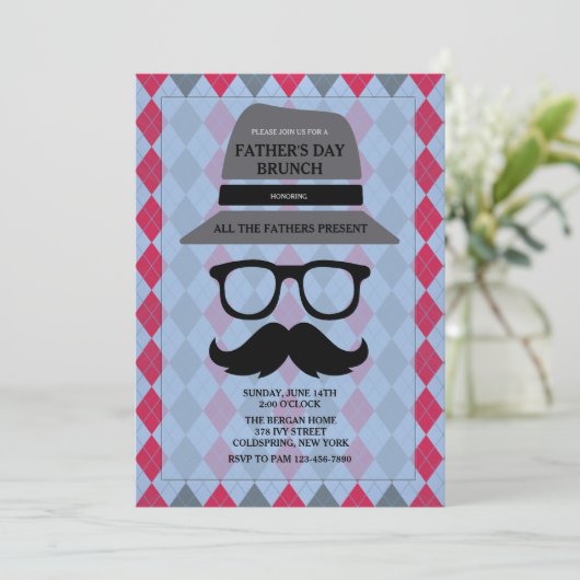 Vatertag Hipster Einladung (Stehend Vorderseite)