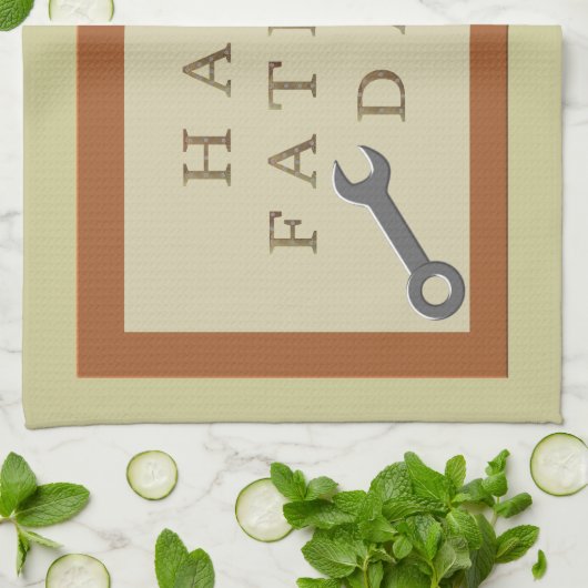 Vatertag Holzschild Geschirrtuch (Gefaltet)