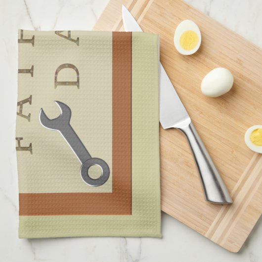 Vatertag Holzschild Geschirrtuch (Viertel Falte)