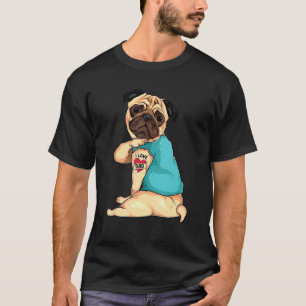 Vatertag Hund Mops I Liebe Vater Tattoo T-Shirt