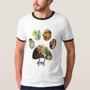 Vatertag Hund Papa   5 Pfotenabdruck-Fotocollage T-Shirt