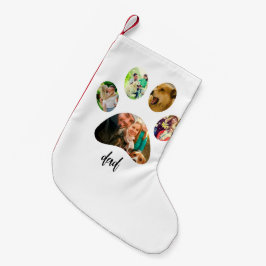Vatertag Hund Vater | 5 Paw Print Foto Collage Kleiner Weihnachtsstrumpf