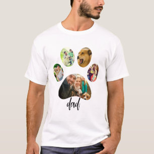 Vatertag Hund Vater   5 Paw Print Foto Collage T-Shirt