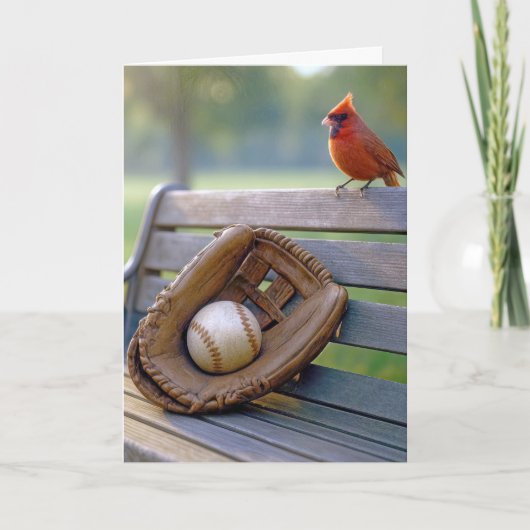 Vatertag Kardinal mit Baseball in Handschuh Karte (Vorderseite)