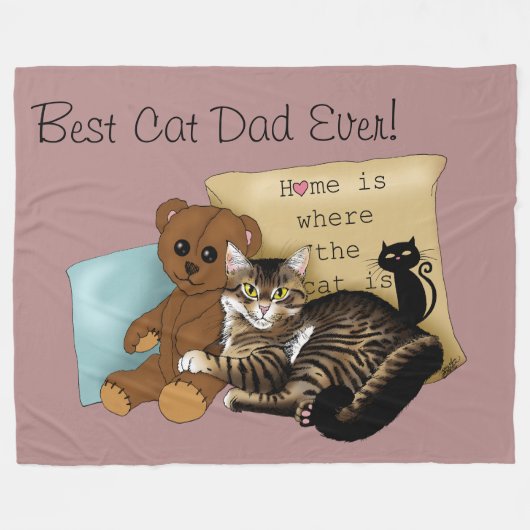 Vatertag Katze Fleecedecke (Vorderseite (Horizontal))