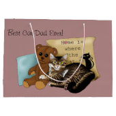 Vatertag Katze Große Geschenktüte (Rückseite)