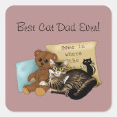 Vatertag Katze Quadratischer Aufkleber (Vorderseite)