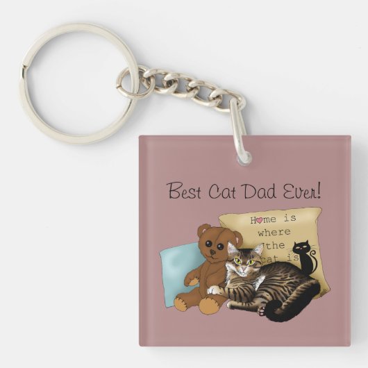 Vatertag Katze Schlüsselanhänger (Vorderseite)