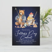Vatertag Keksbären Fischen Picknick Party B Einladung (Stehend Vorderseite)