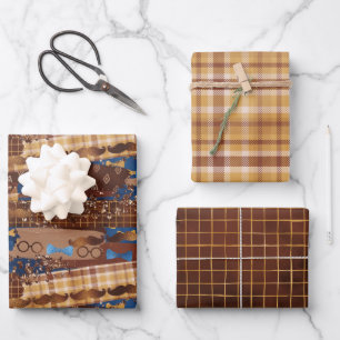 Vatertag Krawatte, Brillen & Mustaches Wrappin Geschenkpapier Set