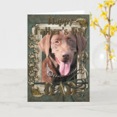 Vatertag - Labrador - Schokolade Karte (Gelbe Blume)