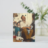 Vatertag Lachen im Wäschesaal Postkarte (Stehend Vorderseite)