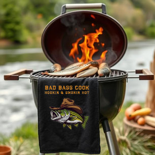 Vatertag Lustiger Fisch mit Cowboyhut Geschirrtuch