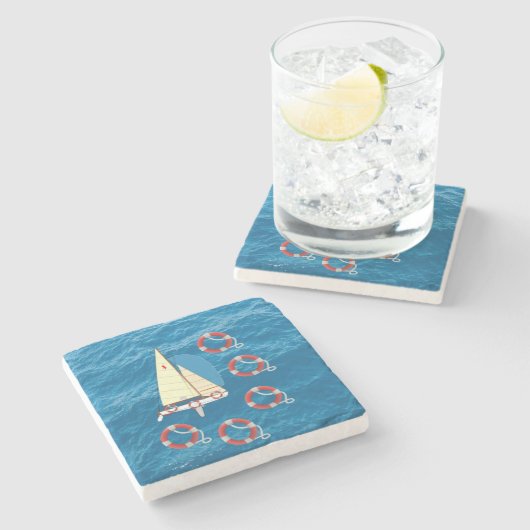 Vatertag Marmorstein Untersetzer (Seitenansicht)