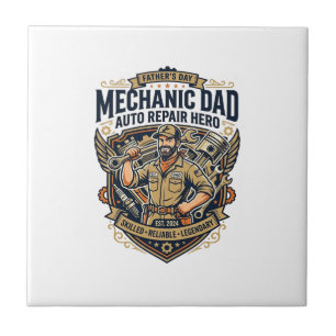 Vatertag Mechaniker Vater Shirt Lustig Arbeitender Fliese