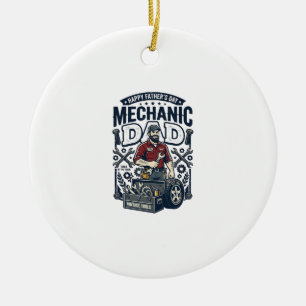 Vatertag Mechaniker Vater Shirt Lustig Arbeitender Keramik Ornament