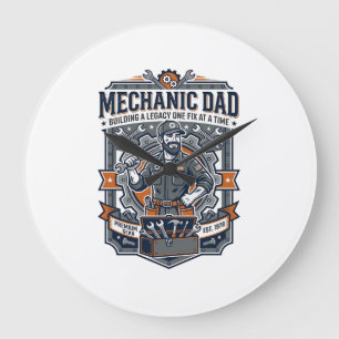 Vatertag Mechaniker Vater Shirt Lustiges Arbeitend Große Wanduhr
